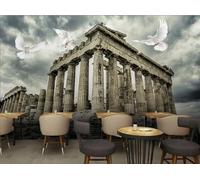 rskjdghshd Wallpaper Landscape Retro high-Rise Building Bird Decoration Painting Coffee Shop Restaurant Mural, 3D, 350x245cm
