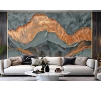 rskjdghshd Wallpaper Modern Abstract Gray Gold Mountain Art Relief Texture Rock Painting TV Sofa Background Wall Bedroom Living Room Study Mural,3D,400x280cm