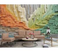 rskjdghshd Wallpaper Modern Abstract Stripes Mountain Orange Green Three-Dimensional Geometric Pattern TV Sofa Living Room Background Wall Dining Room Bedroom Study Room Mural,3D,150x105cm