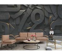 rskjdghshd Wallpaper Modern Art Three-Dimensional Black Letters Geometric Rock Pattern TV Sofa Living Room Background Wall Dining Room Bedroom Study Room Mural,3D,430x300cm