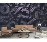 rskjdghshd Wallpaper Modern Art Three-Dimensional Purple and Black Digital Geometric Rock Pattern TV Sofa Living Room Background Wall Dining Room Bedroom Study Room Mural,3D,430x300cm