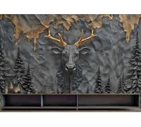 rskjdghshd Wallpaper Modern Black Cow Art Stone Carving Trees Gilt Rock Paintings TV Sofa Background Wall Bedroom Living Room Study Room Mural,3D,350x245cm