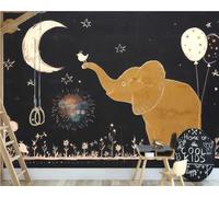 rskjdghshd Wallpaper Modern Cute Gilt Elephant Hand-Painted Chalk Painting TV Sofa Background Wall Bedroom Living Room Study Mural,3D,400x280cm
