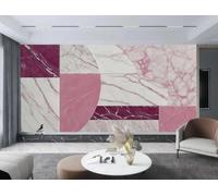rskjdghshd Wallpaper Modern Cute Pink Art Color Block Collage Red and White Marble Pattern TV Sofa Background Wall Bedroom Living Room Study Mural,3D,250x175cm
