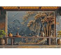 rskjdghshd Wallpaper Modern Golden Bamboo Art Texture Rock Landscape Painting TV Sofa Background Wall Bedroom Living Room Study Mural,3D,430x300cm