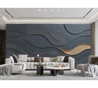 rskjdghshd Wallpaper Modern Gray Yuanfeng Blue Artistic Corrugated Line Pattern TV Sofa Living Room Background Wall Dining Room Bedroom Study Room Mural,3D,200x140cm