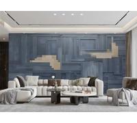 rskjdghshd Wallpaper Modern Minimalist Gray Dark Blue Artistic Geometric Vertical Strip Collage Pattern TV Sofa Living Room Background Wall Dining Room Bedroom Study Room Mural,3D,350x245cm