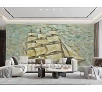 rskjdghshd Wallpaper Modern Minimalist Green Geometric Collage Smooth Sailing Living Room Bedroom Background Wall Wallpaper Hotel Restaurant Coffee Shop Mural,3D,150x105cm