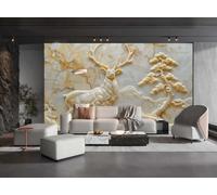 rskjdghshd Wallpaper Modern Minimalist Off-White Elk Jade Relief Landscape Painting TV Sofa Background Wall Bedroom Living Room Study Room Mural,3D,350x245cm