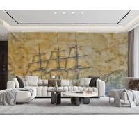 rskjdghshd Wallpaper Modern Minimalist Smooth Sailing Art Ship Sea Scenery Living Room Bedroom Background Wall Wallpaper Hotel Restaurant Coffee Shop Mural,3D,300x210cm