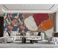rskjdghshd Wallpaper Modern Relief Gilt Orange Red Splicing Gray Marble Pattern TV Sofa Background Wall Bedroom Living Room Study Mural,3D,150x105cm