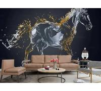 rskjdghshd Wallpaper Modern Three-Dimensional Crystal Horse Art Marble Pattern TV Sofa Background Wall Bedroom Living Room Study Mural,3D,200x140cm