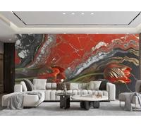 rskjdghshd Wallpaper Modern Three-Dimensional Red Tulip Collage Gray Marble Pattern TV Sofa Background Wall Bedroom Living Room Study Mural,3D,150x105cm