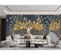 rskjdghshd Wallpaper Modern White Deer Art Flower Black and Gray Marble Pattern TV Sofa Background Wall Bedroom Living Room Study Mural,3D,300x210cm