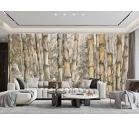 rskjdghshd Wallpaper Nostalgic Art Hand-Painted Charcoal Bamboo Waterfall Landscape Painting TV Sofa Living Room Background Wall Restaurant Bedroom Study Room Mural,3D,200x140cm
