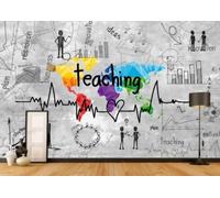 rskjdghshd Wallpaper Nostalgic Hand-Painted Chalk Words English Alphabet Theme Library Western Restaurant Background Wall Mural Afternoon Tea Coffee Shop Wallpaper,3D,430x300cm