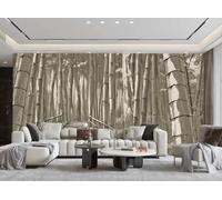 rskjdghshd Wallpaper Nostalgic Hand-Painted Charcoal Art Bamboo Landscape Painting TV Sofa Living Room Background Wall Restaurant Bedroom Study Room Mural,3D,200x140cm