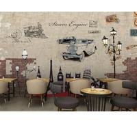 rskjdghshd Wallpaper Retro Brick Wall City car Decorative Painting Coffee Shop Restaurant Mural, 3D, 400x280cm