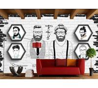rskjdghshd Wallpaper Retro Brick Wall Hand-Painted Trendy Barber Shop Bar Dining Background Wall Western Restaurant Wallpaper Drink Cafe Mural,3D,350x245cm