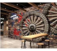 rskjdghshd Wallpaper Retro Brick Wall Nostalgia Wheel Sports Poster Casual Afternoon Tea Drink Shop Bar Background Wall Western Restaurant Wallpaper Cafe Mural,3D,200x140cm