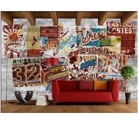 rskjdghshd Wallpaper Retro Cement Wall Nostalgic Street Graffiti Colorful Letters Bar Dining Background Wall Western Restaurant Wallpaper Drink Cafe Mural,3D,150x105cm