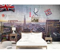 rskjdghshd Wallpaper Retro City Building high-Rise Decorative Painting Coffee Shop Restaurant Mural, 3D, 350x245cm