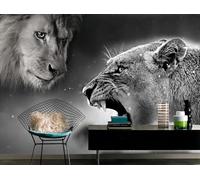 rskjdghshd Wallpaper Retro Hand-Painted Black and White Animal Art Decoration Painting Coffee Shop Restaurant Mural, 3D, 300x210cm