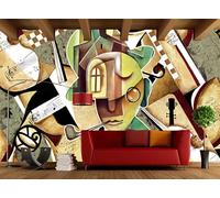 rskjdghshd Wallpaper Retro Nostalgic Abstract Art Living Room bar Decoration Painting Coffee Shop Restaurant Mural, 3D, 200x140cm