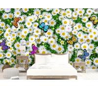 rskjdghshd Wallpaper Simple 3D Chrysanthemum Wall Butterfly Flower Decoration Painting Coffee Shop Restaurant Mural, 3D, 400x280cm