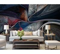 rskjdghshd Wallpaper Simple Ink Abstract Lines Cloud Living Room Decoration Painting Coffee Shop Restaurant Mural, 3D, 200x140cm
