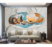 rskjdghshd Wallpaper Sky Blue Riding The Wind and Waves Art Hanging Plate Marble Painting TV Sofa Background Wall Bedroom Living Room Study Mural,3D,200x140cm
