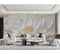 rskjdghshd Wallpaper Three-Dimensional Pure White Lotus Relief Stone Carving Flower Art Landscape Living Room Bedroom Background Wall Wallpaper Hotel Restaurant Coffee Shop Mural,3D,150x105cm
