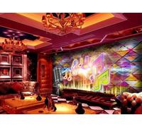 rskjdghshd Wallpaper Three-Dimensional Triangle Collage Colorful Stage Microphone Music Theme Bar Western Restaurant Background Wall Mural Afternoon Tea Coffee Shop Wallpaper,3D,400x280cm