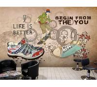 rskjdghshd Wallpaper, Trendy Shoes, Skateboard, Graffiti Background Wall, Restaurant Cafe Mural, 3D, 150x105cm