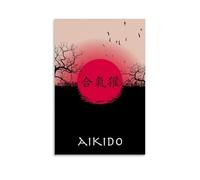 Rsliokal Aikido Kanji Japan Sun Poster Canvas Art Painting Wall Decor Office Home Bar Aesthetic 12x18inch(30x45cm)