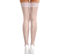 RSLOVE Hold Up Stockings for Women - Silicone Silk Thigh Highs with Back Seam One Size White