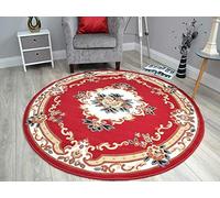 RSM RUGS® Small Medium Large Red Traditional Design Round Circle Circular Floor Rugs Cheap