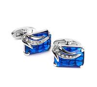 Rsmmpqa 1 Pair of Cufflinks Men's Rectangle Blue Crystal Cufflinks Shirt Cuff Links Wedding Party Groom Gift (Color : A, Size : One Size) (A One Size)