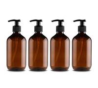 Rsoamy Shampoo Bottle Soap Dispenser, Refillable Pump Bottle 500 ml, Brown & Amber Pump Dispenser for Bathroom or Kitchen - Handwash, Lotions, Shampoo, Conditioner, Shower Gel