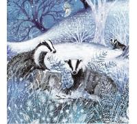 RSPB Charity Christmas Cards - Pack of 5 - Snowy Woodland Animals - Made in The UK - Eco-Friendly - Premium Gloss Finish (Badger Sett)