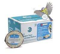 RSPB - Coconut Bird Feeder Halves, Wild Bird Food for Small Birds with Suet, Seeds, and Cereals, High Energy Food, Filled in the UK, Suitable for Year-Round Feeding (10 x 320g)