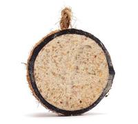 RSPB - Coconut Halves, Bird Food for Outside Birds, Wild Food with Suet, Dried Mealworms, Seeds, and Cereals, High Energy, Filled in the UK, Suitable for Year-Round Feeding (1 x 320g)