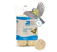 RSPB R1116 Balls Pack of 6-Made with Premium Grade Suet, Sunflower Seeds & Cereals for Wild Birds-High Energy, Nutritional Supplement