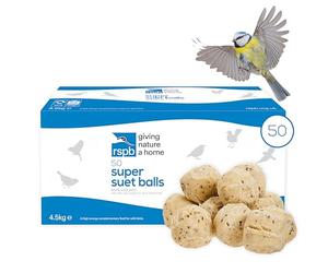 RSPB - Fat Balls for Wild Birds, High Energy Suet Balls, Made in the UK, Delicious and Nutritious Bird Food, Suitable for Year-Round Feeding (Box of 50)