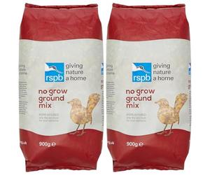 RSPB No Grow Wild Bird Ground Mix, 900 g, High Energy Mix Includes Sunflower Hearts, Rolled Oats, Suet Sprinkles & Flaked Maize, Popular with Ground Feeding Birds (Pack of 2)