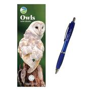 RSPB Owls Slim Calendar 2026 + Exclusive Limited Edition Pen
