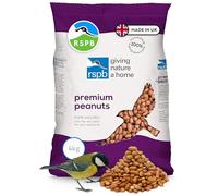 RSPB R405615 Premium Peanuts 4Kg Wild bird Food, supporting Charity, Re-sealable & recyclable pouches, for use in Garden & outdoors. Perfect for Feeders, ground feeders & bird tables, Brown