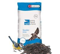 RSPB Wild Bird Feeder Mix 1.5kg, Designed For Putting Into A Tubular Seed Feeder All Year Round, Supporting The RSPB Charity, Made With Black & Striped Sunflower Seeds, Husk Free Oats & Canary Seed