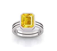 RSPR 12.25 Ratti 11.60 Carat Certified Natural Yellow Sapphire Pukhraj Gemstone Adjustable Ring / Anguthi for Women and Men, Metal, Sapphire