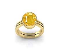 RSPR 7.25 Ratti 6.60 Carat Certified Natural Yellow Sapphire Pukhraj Gemstone Adjustable Ring Anguthi for Men Women Metal Sapphire Metal Sapphire